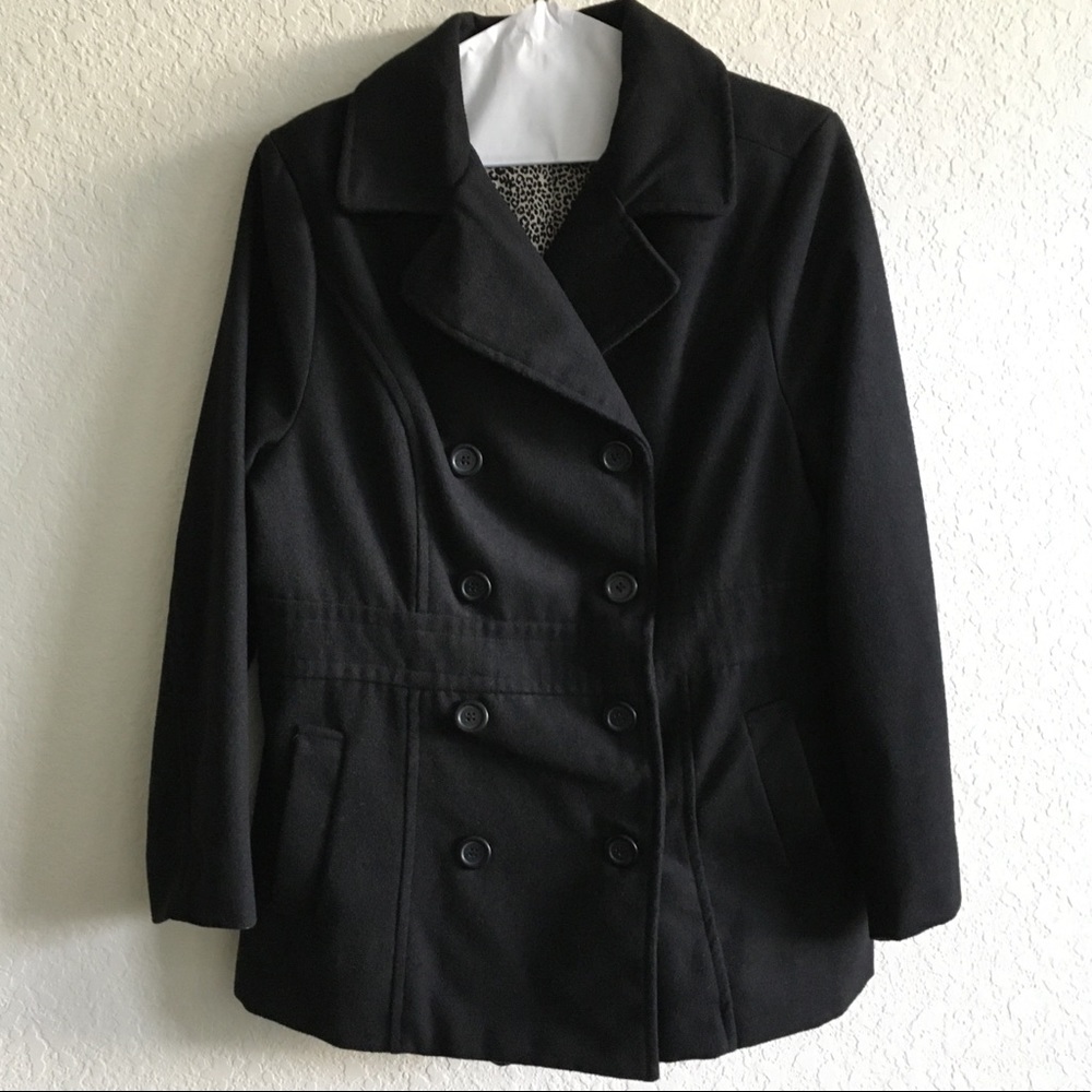 Torrid Black Leopard Lined Coat